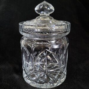 Vintage Cut Crystal Biscuit Jar, Cookie Jar, Lidded Crystal Jar